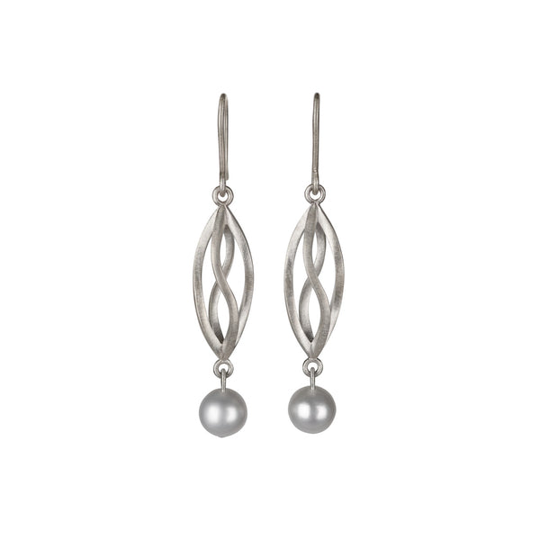 Weaving Light Silver & Pearl Earrings - Kate Alterio