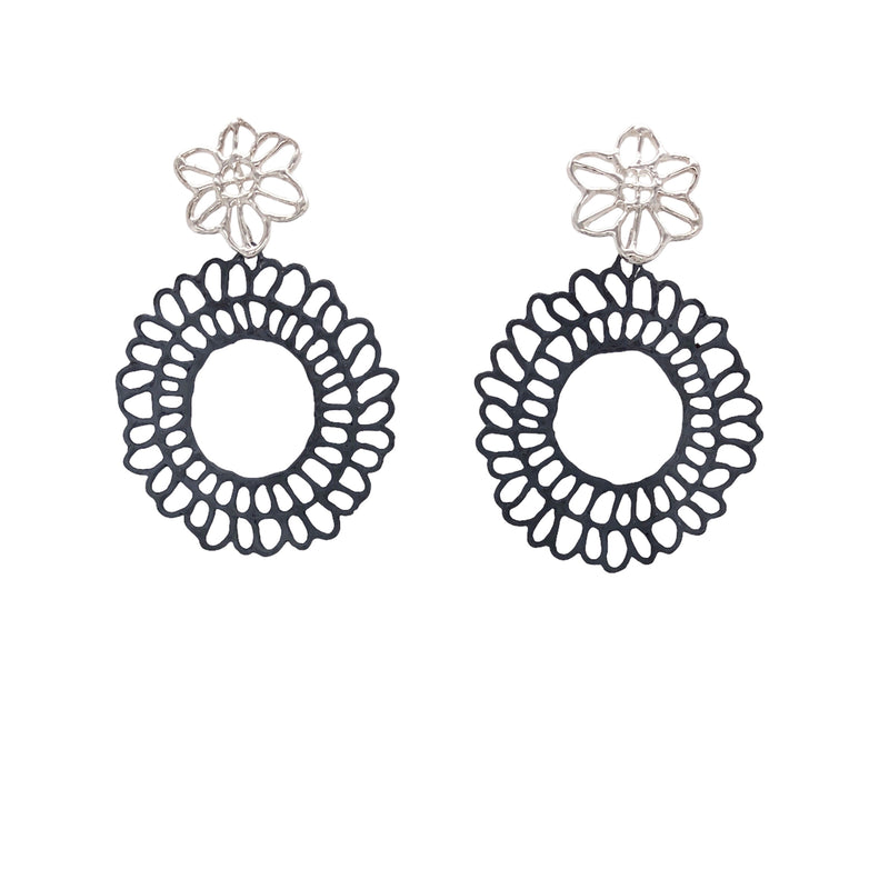 Chain Lace Flower Earrings - Anna Vlahos