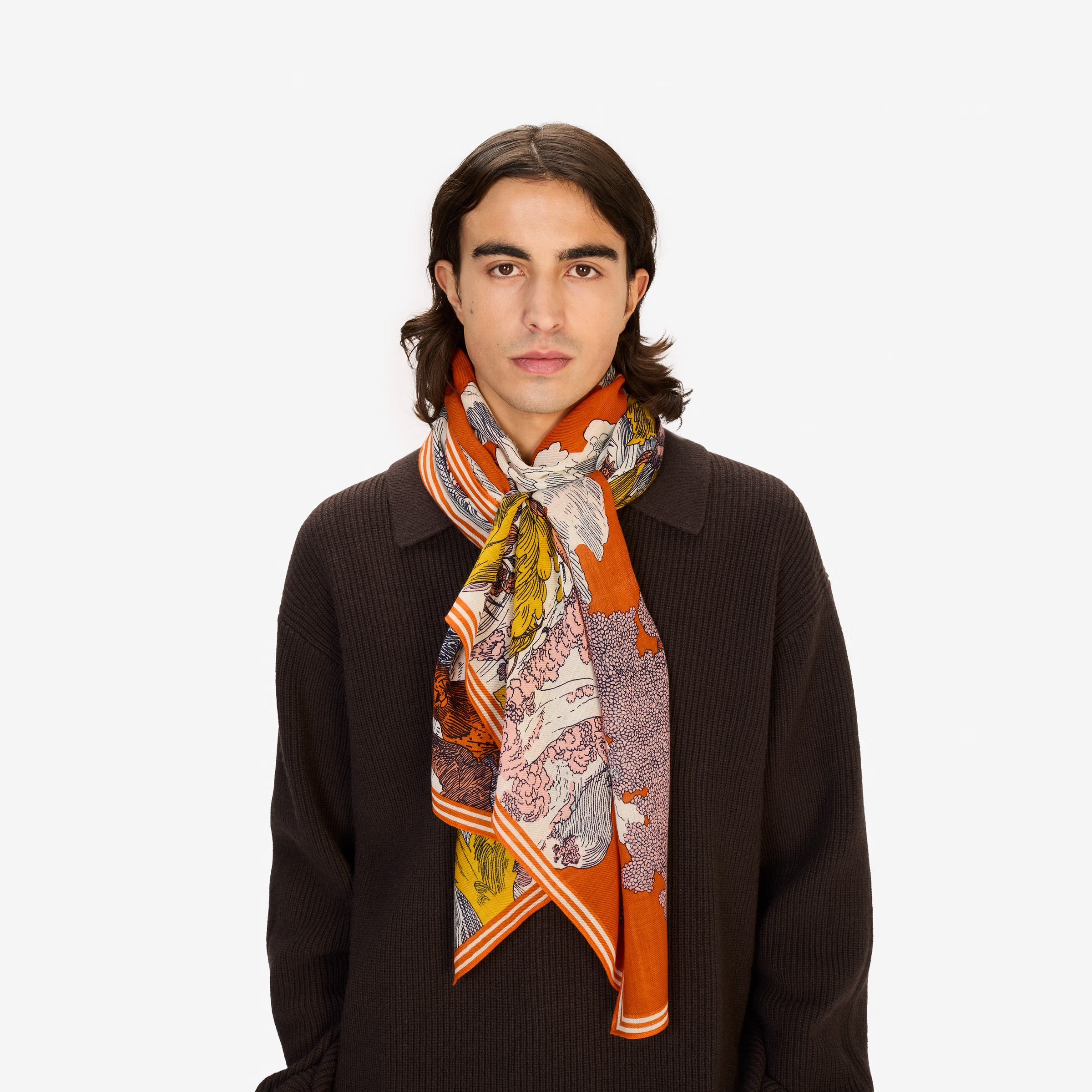 Histoire Wool Scarf in Orange - Inoui Editions