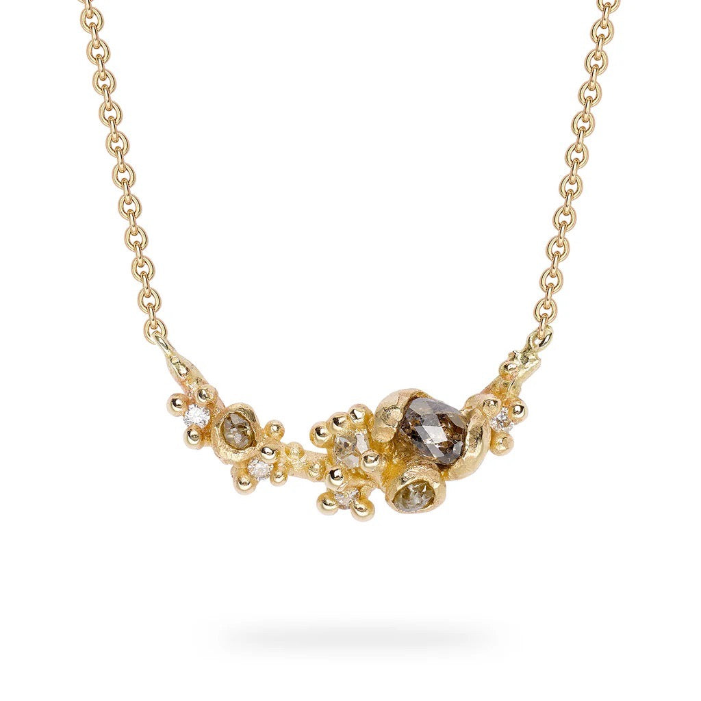 Rose Cut Diamond Cluster Bar Necklace - Ruth Tomlinson