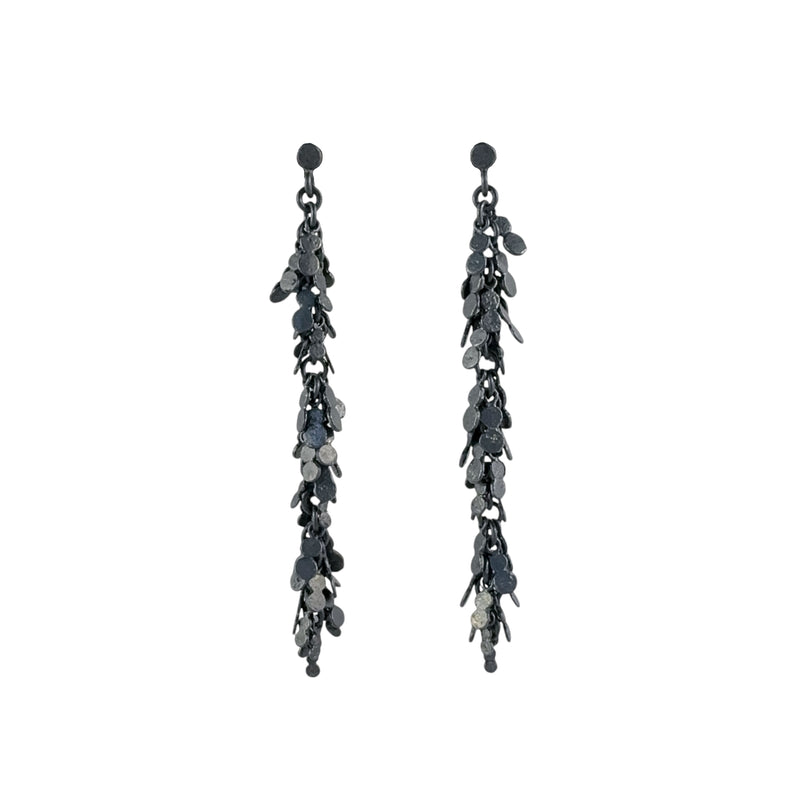 Melt and Fuse Long Pollen Earrings Ox Silv - Virginia Sprague