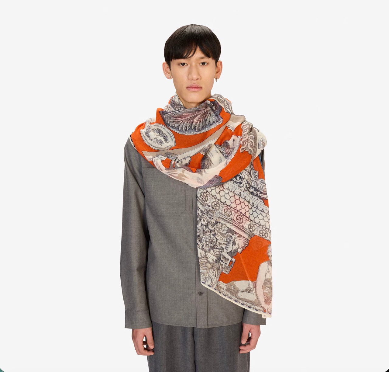 Archives Wool Scarf in Orange - Inoui Editions
