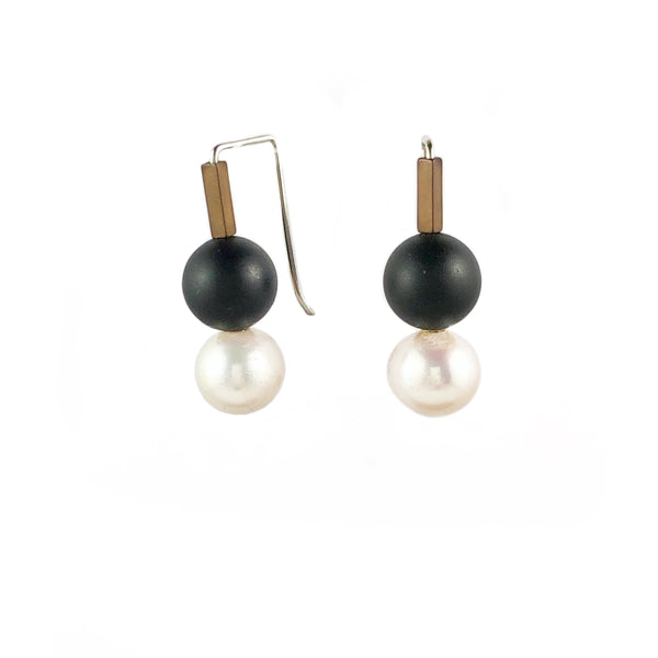 Onyx and Pearl Earrings - Ari Athans
