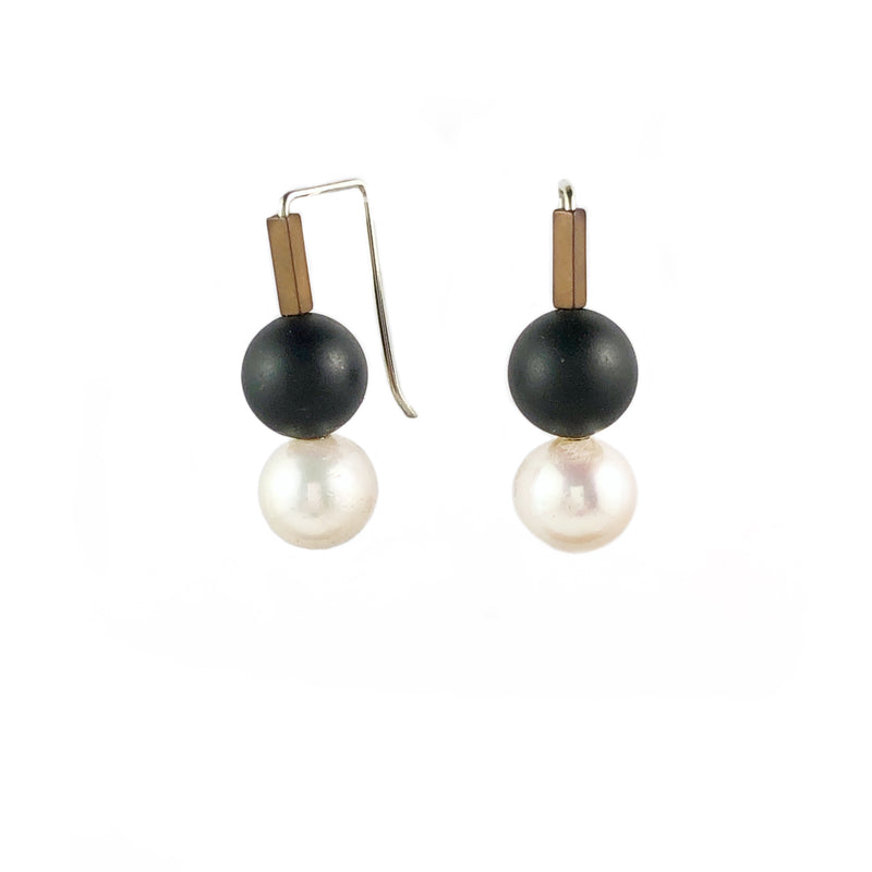 Onyx and Pearl Earrings - Ari Athans
