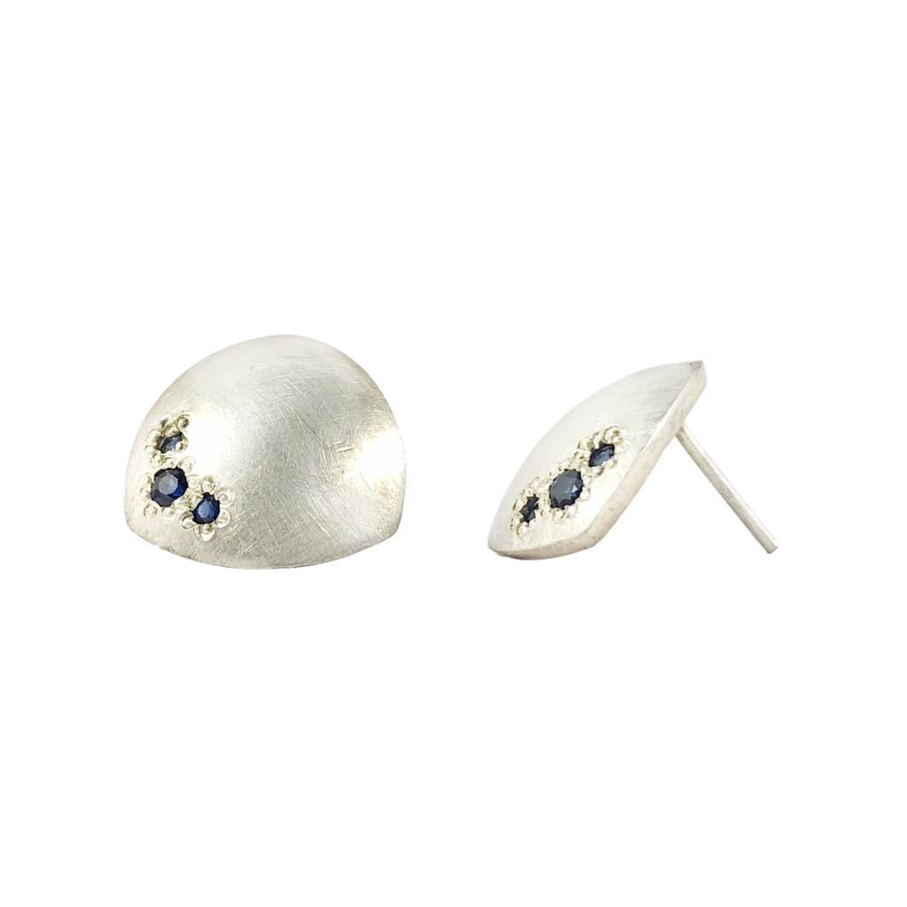 Iota Studs Blue Sapphires - Erin Pearce