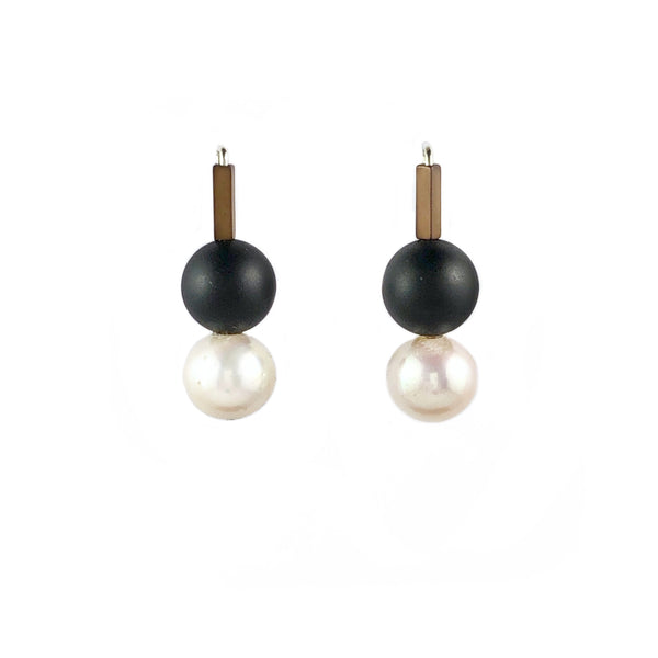 Onyx and Pearl Earrings - Ari Athans