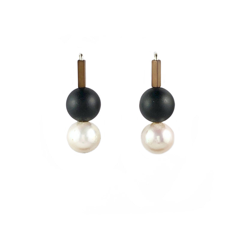 Onyx and Pearl Earrings - Ari Athans