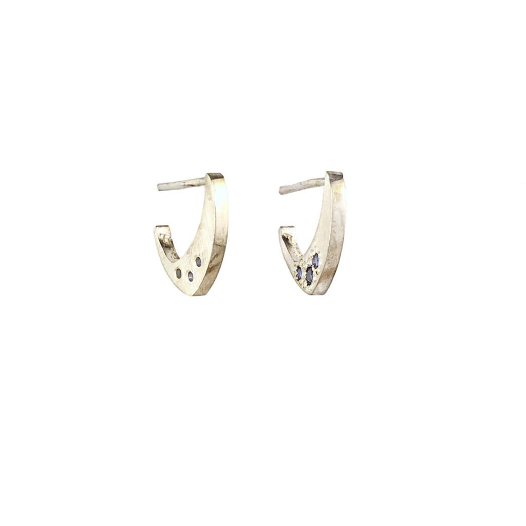 Iota Small Hoops Blue Sapphires - Erin Pearce