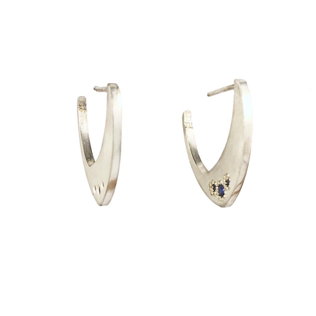 Iota Large Hoops Blue Sapphires - Erin Pearce