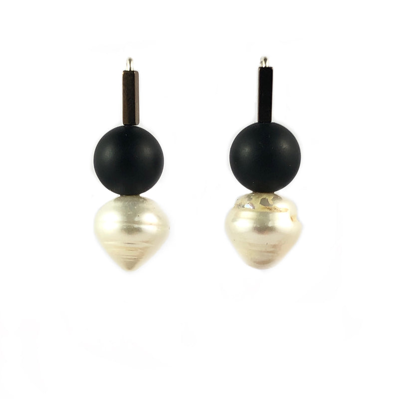 Onyx and Pearl Earrings - Ari Athans