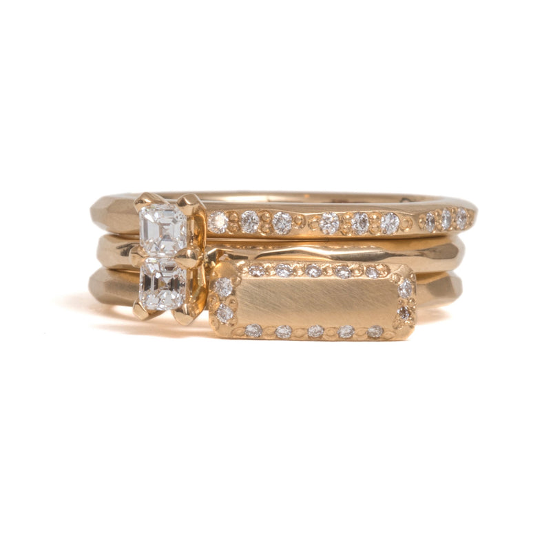 Gold Bar with Diamonds Ring - Krista McRae