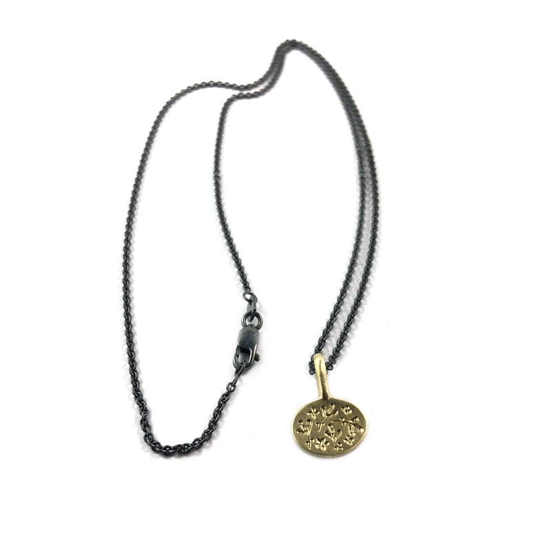 Botanica Oval 9ct Gold & Oxidised Necklace - Milly Thomas