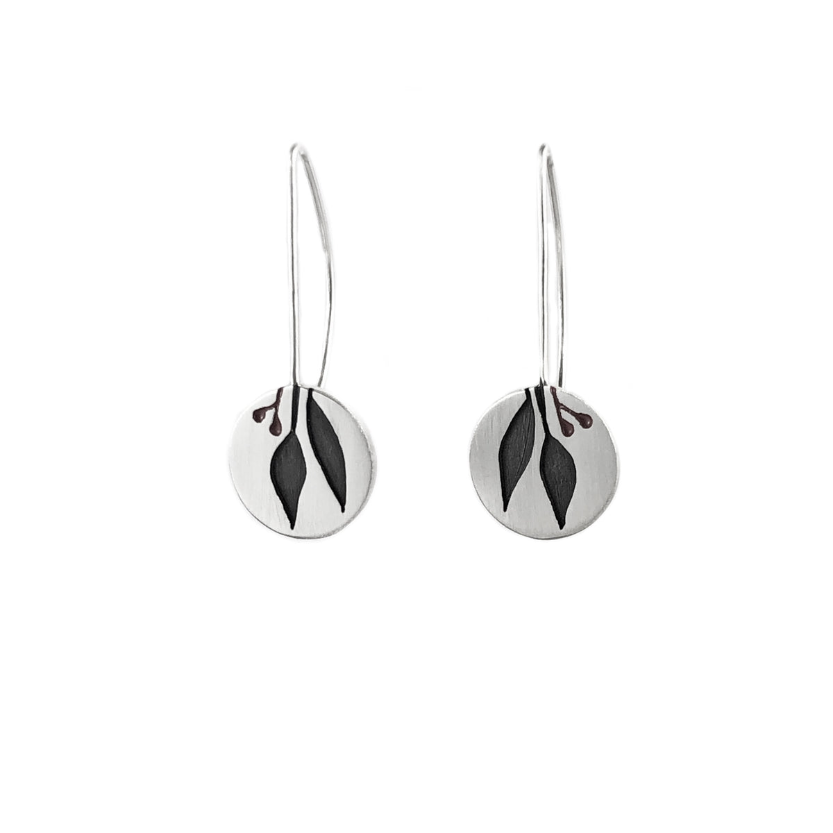 Small Gum Leaf Hooks with Black - Emma Kidson