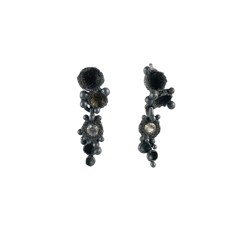 Cup Lichen and Sapphire Earrings - Virginia Sprague