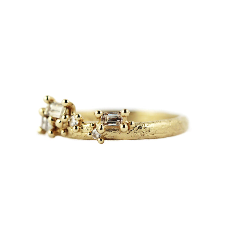 Gold Ring with Diamonds and Granules - Ruth Tomlinson