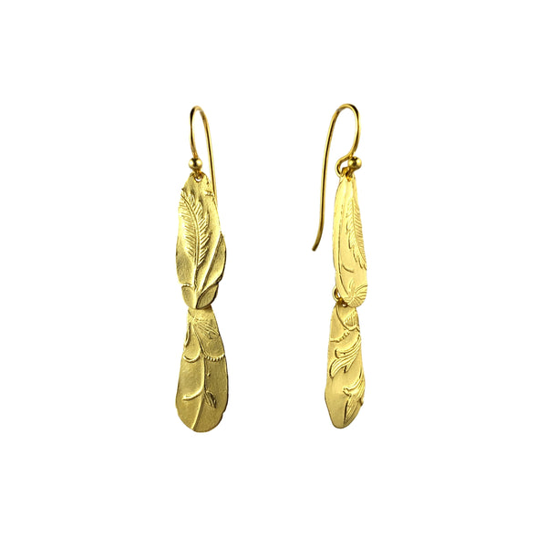 Long Layered Golden Keepsake Earrings - Cynthia Nge