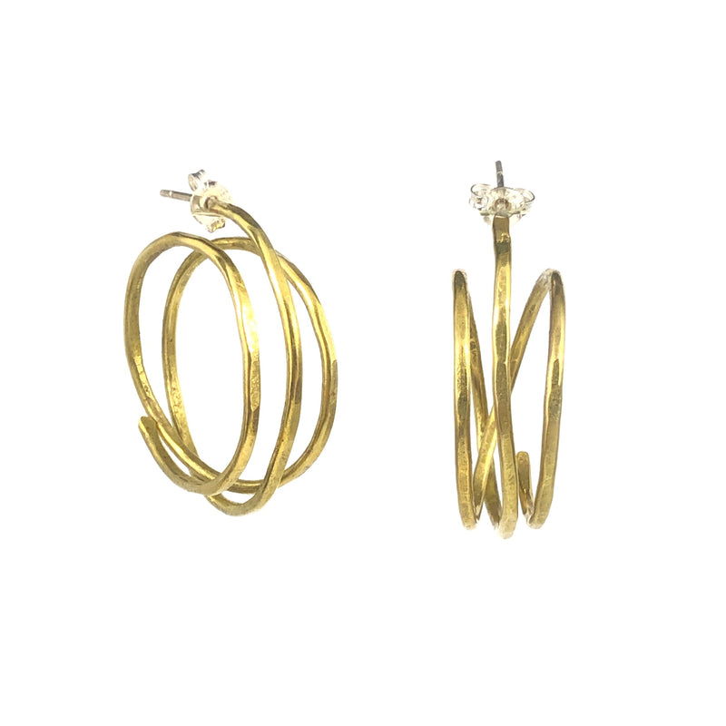 Small Spiral Brass Hoops - Jane Hodgetts