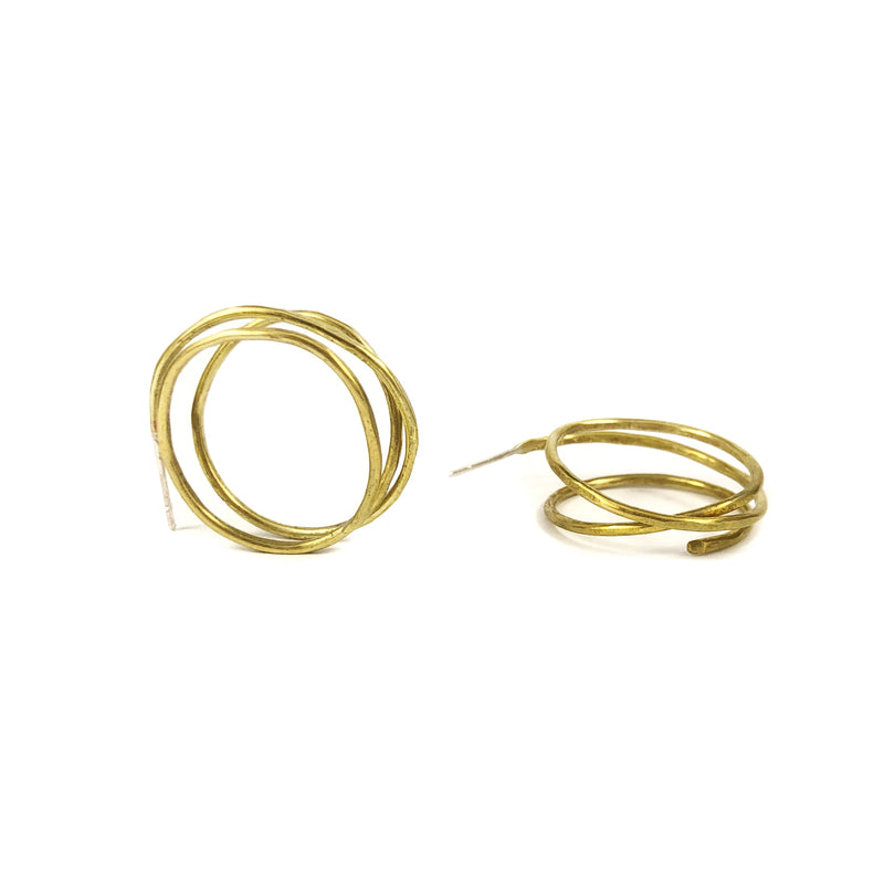 Small Spiral Brass Hoops - Jane Hodgetts
