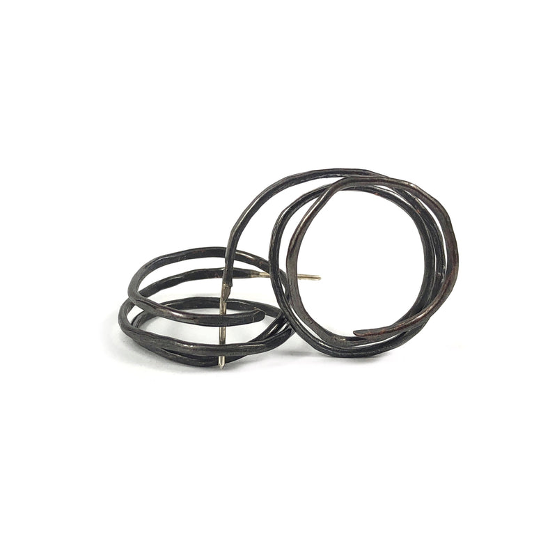 Small Spiral Oxidised Copper Hoops - Jane Hodgetts