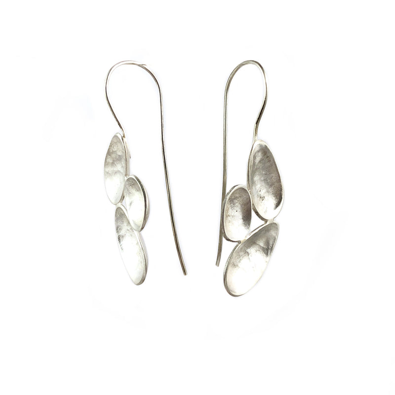 Three Pebble Stack Silver Earrings - Sarah Bourke