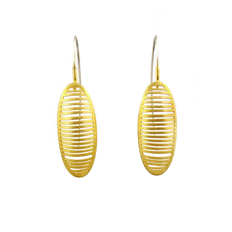 Ribbed Elongated Oval Gold Drops - Tip to Toe