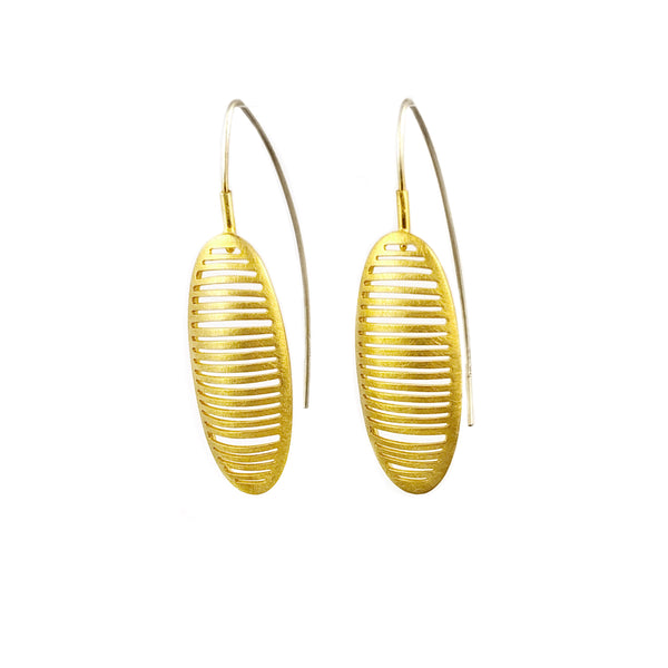 Ribbed Elongated Oval Gold Drops - Tip to Toe