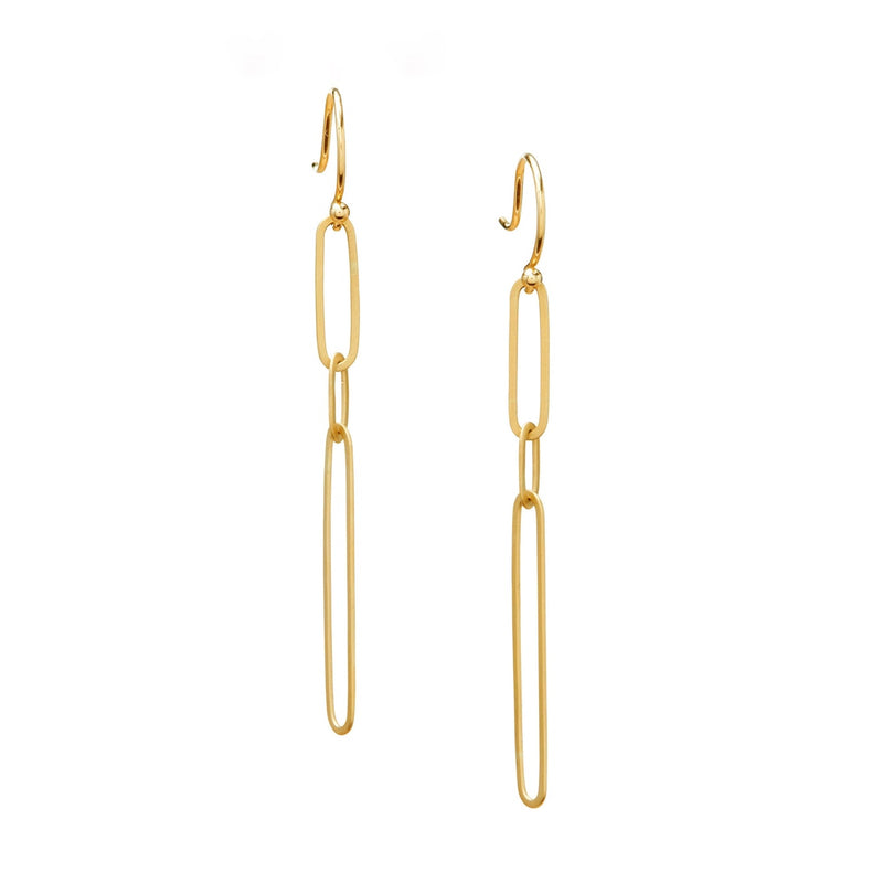 Ovalong Chain Earrings in 14ct gold - Carla Caruso