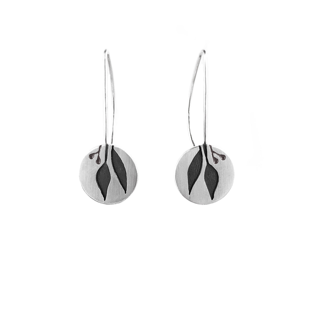 Small Gum Leaf Hooks with Black - Emma Kidson
