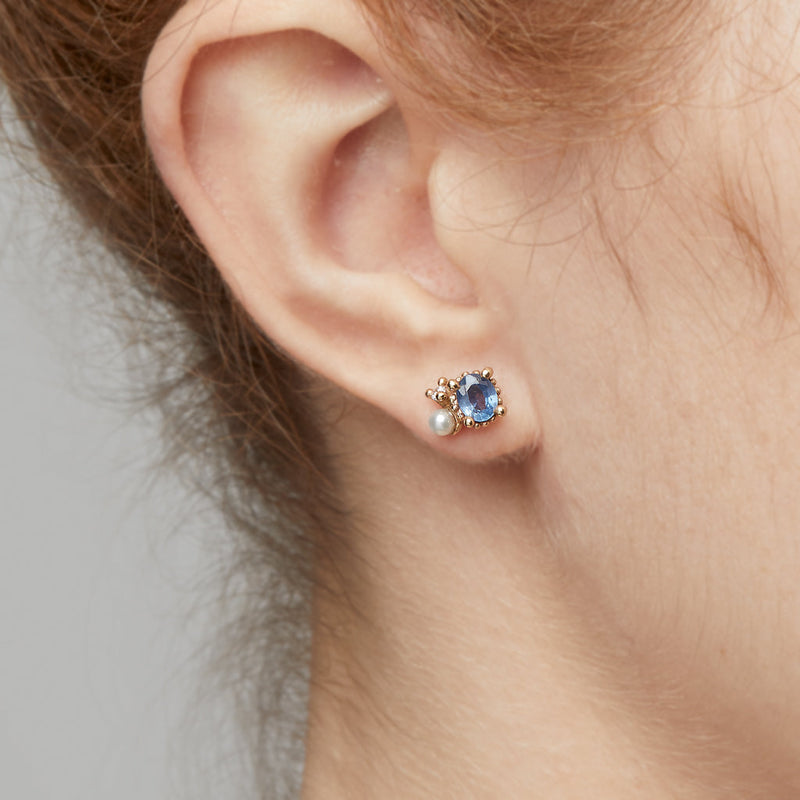 Oval Sapphire and Mixed Cluster Studs - Ruth Tomlinson