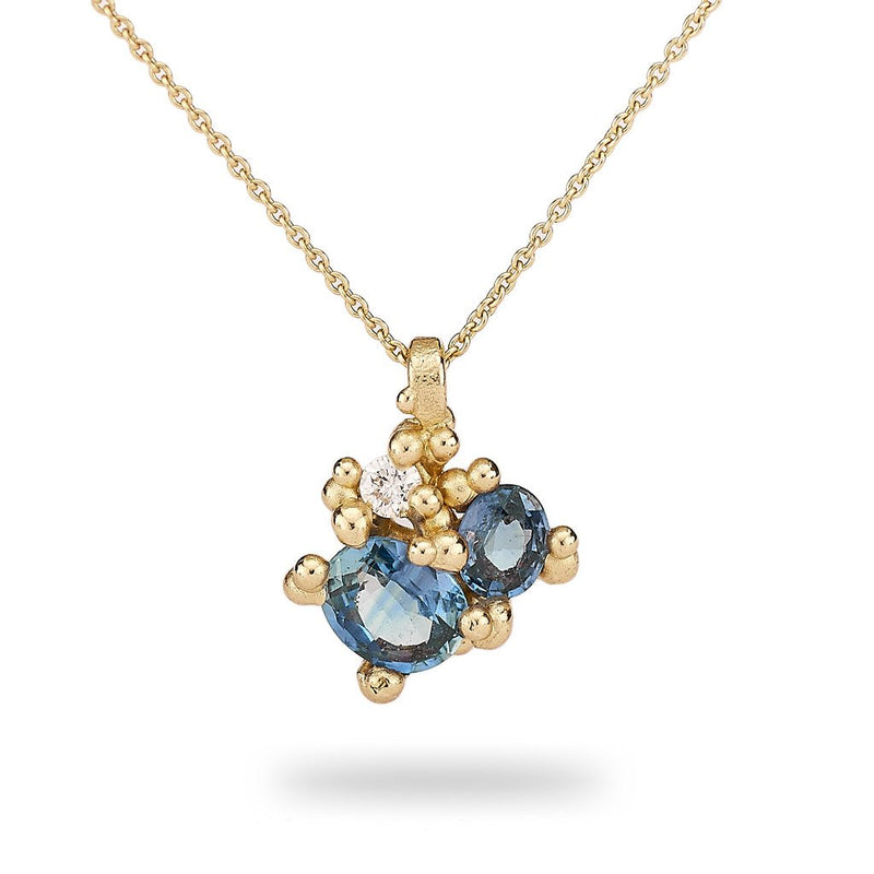 Sapphire Cluster Pendant with Diamond - Ruth Tomlinson