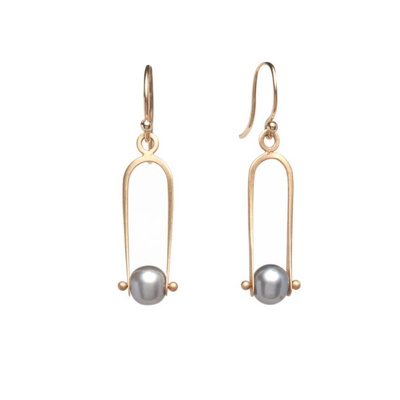 Deco Pearl Arch Earring in 14ct gold - Carla Caruso