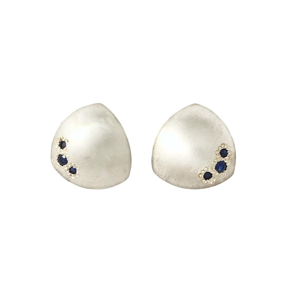 Iota Studs Blue Sapphires - Erin Pearce